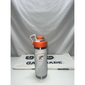 Gatorade GX 32oz Stainless Steel Insulated Water Bottle White Orange & Towel
